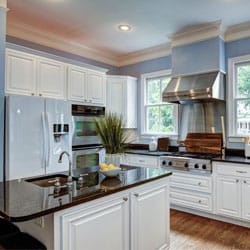 Large American Style Kitchen Interior With Granite Countertops